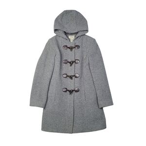 LL Bean Bellandi 100% Italian Wool Grey Duffle Toggle Coat Lambswool Womens Sz 4